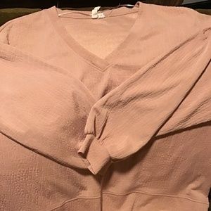 Women’s Cable & Gauge Pink Long Sleeve 1X Top